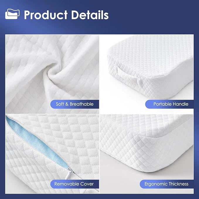 Leg Pillow for Side Sleepers, Memory Foam Knee Pillow for Side Sleeping, Leg Elevation Pillow for Hip/Back/Sciatica Pain Relief Helps Spine Alignment -18"x30" (4 INCHES) (White, L)