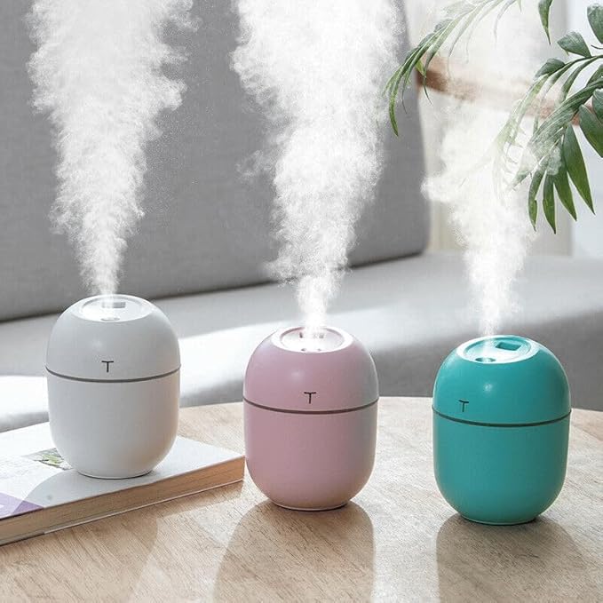 The Mini Ultrasonic USB Humidifier & Essential Oil Diffuser—a Portable Aroma Maker for Home and car, Featuring Soothing LED Night Lamp and Anion Mist with Green Pink White Color. (Green)