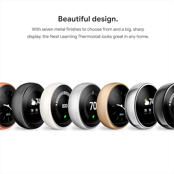 Google Nest Learning Thermostat - 3rd Gen - Programmable Smart Thermostat for Home - Compatible with Alexa (Stainless Steel)