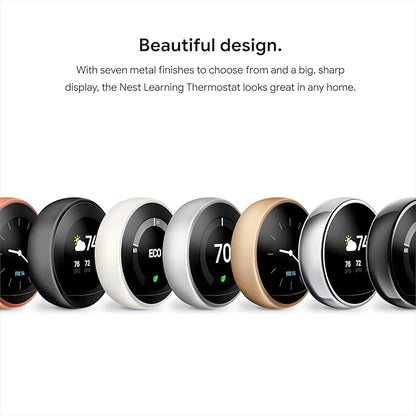 Google Nest Learning Thermostat - 3rd Gen - Programmable Smart Thermostat for Home - Compatible with Alexa (Stainless Steel)