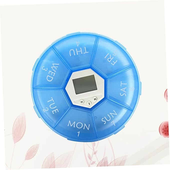 PartyKindom Compartments Pill Dispenser Alarm Clock Reminder Portable Electronic Medicine Organizer for Patients Edition