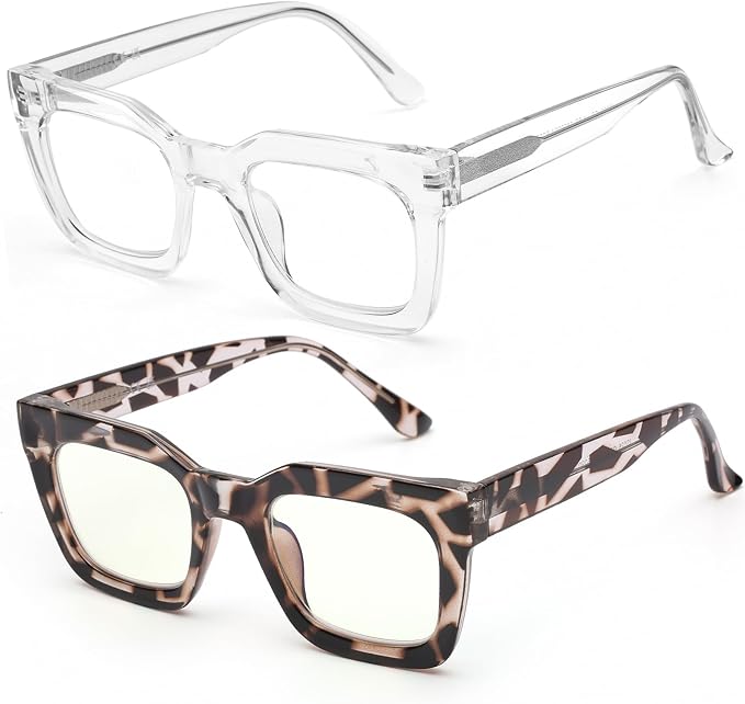 AQWANO Stylish Oversized Reading Glasses for Women Fashion Designer Readers Blue Light Square Computer Glasses