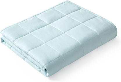 YnM Weighted Blanket,Heavy 100 Percent Oeko-Tex Certified Cotton Material, Bed Blanket for One Person of 210lbs, Ideal for Queen/King Bed (60x80 Inches, 22 Pounds, Light Blue)