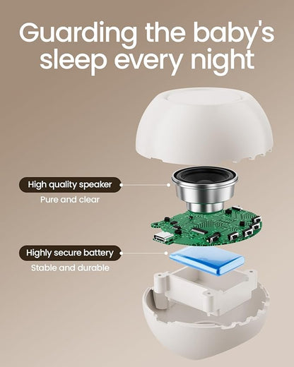 2026 Mom's Choice Awards, Portable Sound Machine for Baby Adult, AI Cry Detection, 18 Soothing Sound, Bluetooth Rechargeable White Noise Machine for Home Office Travel, Nursery Light, Gray