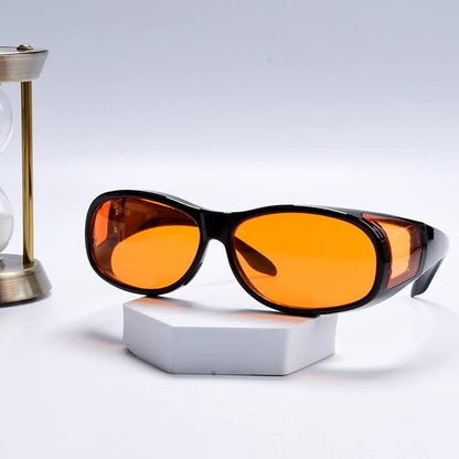 BLUELESS Fitover Blue Light Blocking Computer Glasses with Orange Tinted Sleep Glasses, Black