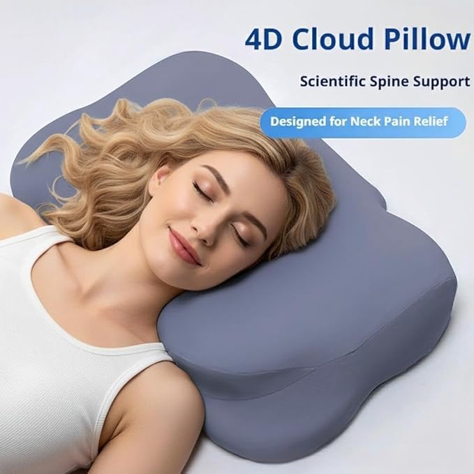 Cloud Pillow - Ergonomic Memory Foam Pillows, for Side, Back, and Stomach Sleepers, Adjustable Memory Foam with Breathable Cover for Optimal Comfort (Dark Blue)