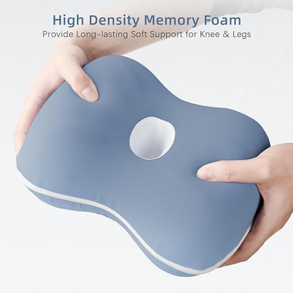 Knee Pillow for Side Sleepers - Cooling Pillows Between Legs for Side Sleeping - Large Memory Foam Knee Pillows for Hip Pain & Spine Alignment (Misty Blue)