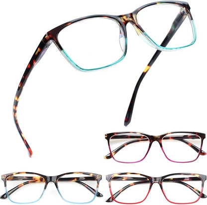 Henotin 4 Pack Ladies Reading Glasses Blue Light Blocking Spring Hinge Readers Anti Eyestrain Computer Eyeglasses (Multicolor, 2.5)