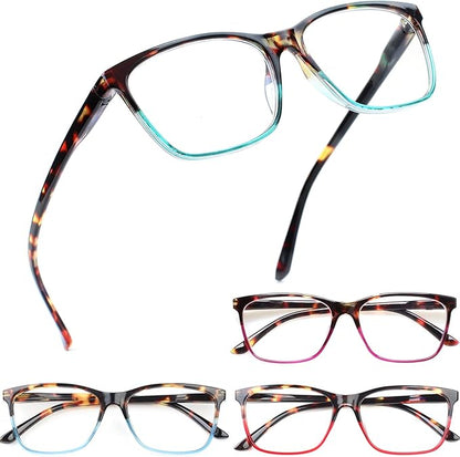 Henotin 4 Pack Ladies Reading Glasses Blue Light Blocking Spring Hinge Readers Anti Eyestrain Computer Eyeglasses (Multicolor, 4.0)