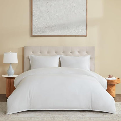 DAPU 100% Linen Duvet Cover Set - Pure Natural French Flax Linen with Multiple Corner Ties and Zipper Closure Soft Breathable Durable for Hot Sleepers 1 Duvet Cover 2 Pillowcases (White, Queen)