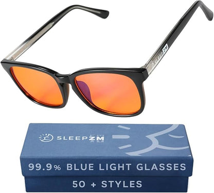 100% Blue Light Blocking Glasses - Better Sleep Anti Eye Strain Protection - Computer Gaming Women Men