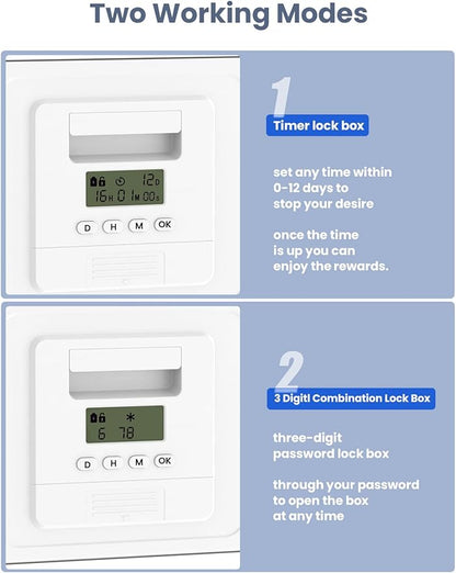 Time Lock Box for Food,Medicine Locker,Phone Jail Timer,PS5 Game Prison,Snacks Lockbox,Release Stress,Anxiety Relief,Gadget Gift | Combination Timed Locking Container | Kitchen Clear Lockable Safe Box