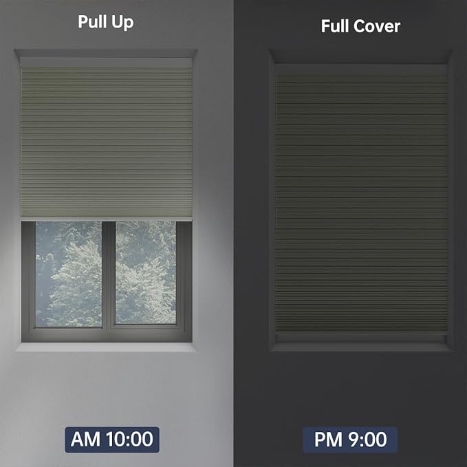 Cellular Shades Blackout Honeycomb Blinds for Indoor Windows, Cordless Cellular Shades 1.5 inch Cell Pleated for Bedroom Home Office, Custom Size, Blackout Light Beige