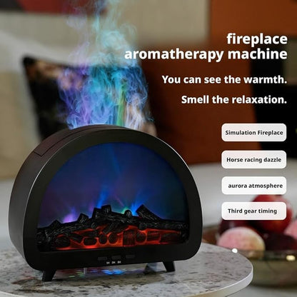 Fireplace Flame Air Diffuser Humidifier,12 Colors Aromatherapy Essential Oil Diffuser,200ml Ultrasonic Cool Mist Humidifier with Remote,3 Gears Timer Shutdown for Home, Bedroom, Office,Yoga (A)