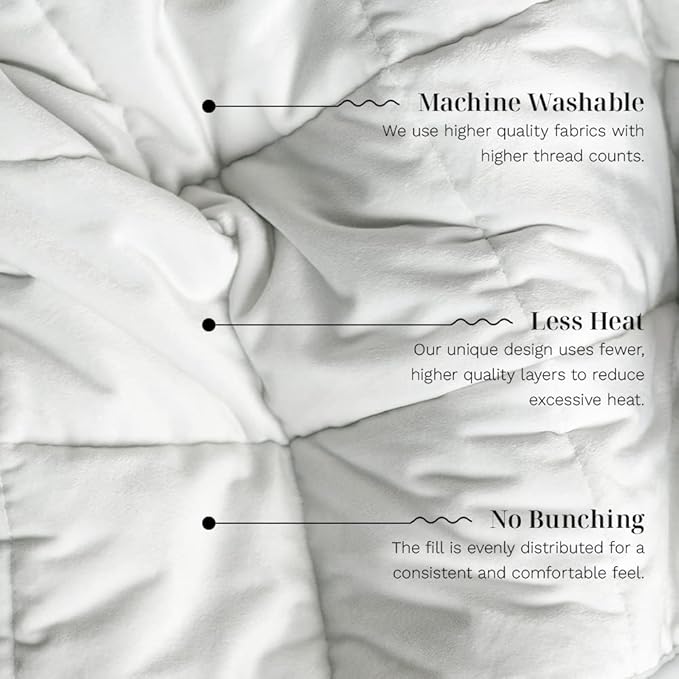 LUXOME Full Size Weighted Blanket | Integrated Cooling & Plush Cover | 15 lbs | 54"x72" | Light Grey