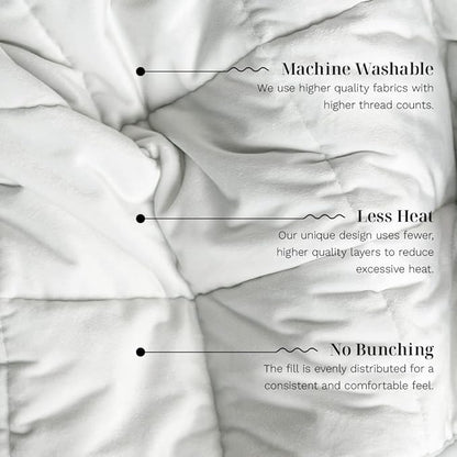LUXOME Queen Size Weighted Blanket | Integrated Cooling & Plush Cover | 18 lbs | 60"x80" | Grey/Light Grey