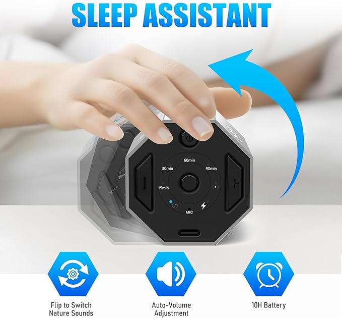 White Noise Machine, Gravity Sensing 8 Soothing Natural Sounds, Intelligent Collection of Environmental Noise, Small and Portable, Suitable for Adult Sleeping Machine