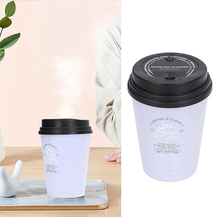 Mini Portable 300ml Humidifier, USB Coffee Cup Low Noise Desk Humidifier Lightweight Space Saving Car Humidifiers for Bedroom Office Travel Home (Purple)