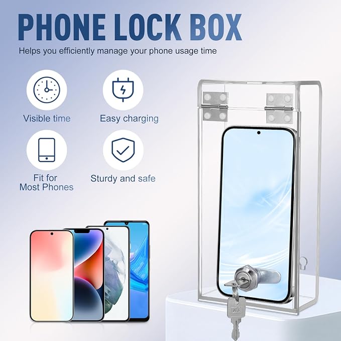 STOBOK Phone Lock Box Portable Jail with 2 Keys Brick Phone Blocker for Self-Control Suitable for Kids,Students, Adults Focus Back