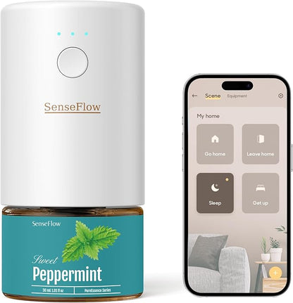 SF101S Pro Smart Waterless Essential Oil Diffuser, Plug in Aromatherapy Diffuser & Non-Toxic air Freshener, 120-Day Natural Aroma Mist, Covers 1000 Sq Ft- Free 30ml Peppermint