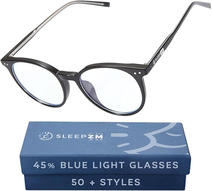 100% Blue Light Blocking Glasses - Better Sleep Anti Eye Strain Protection - Computer Gaming Women Men