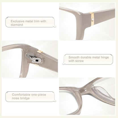 Madison Avenue 2 Pack Classic Blue Light Blocking Reading Glasses for Women, Vintage Anti Glare/Eyestrain Computer Readers Black/Nude Beige +1.5