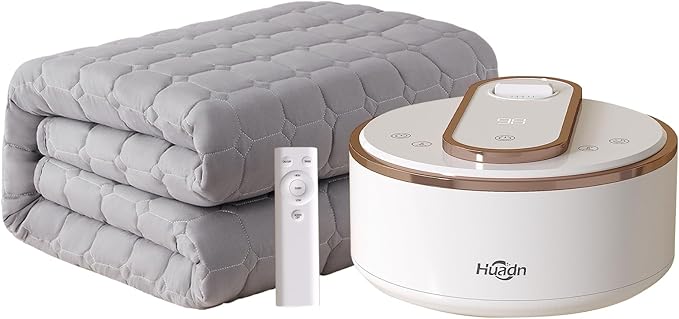 Water Heated Mattress Pad King Size - Wire-Free Electric Bed Warmer with Remote Control, Quiet Temperature Control 32-149°F, Machine Washable