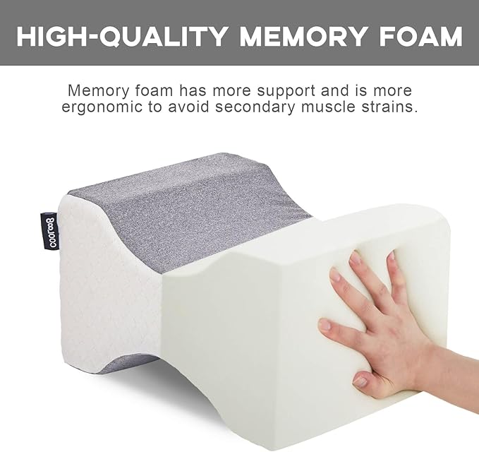 Knee Pillow for Side Sleepers, Leg & Knee Support Pillow, Hip Pillow for Side Sleepers, Hip Pain Relief, Memory Foam Alignment Pillow - Relieve Hip Pain & Sciatica(Grey)