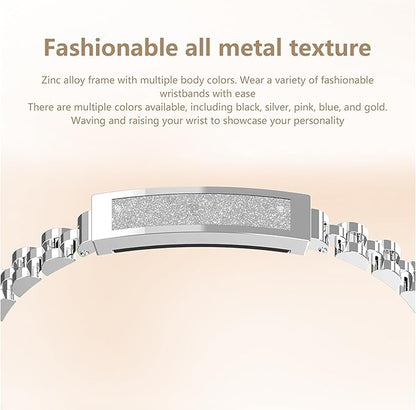 Smart Stylish Bracelet with Heart Rate,Blood Oxygen,Sleep Tracking,IP68 Waterproof,Magnetic Charging(Silver)
