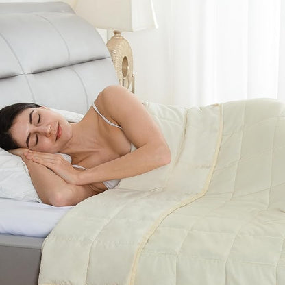 Drewin Weighted Blanket 20lbs, Weighted Blanket Queen Size for Deep Sleep Perfect for 190-220 lbs, Cooling Weighted Blankets for Adults with Premium Ceramic Bead, All Season, 60 x 80 inches, Beige