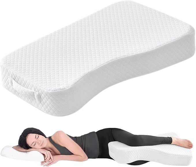 Leg Pillow for Side Sleepers, Memory Foam Knee Pillow for Side Sleeping, Leg Elevation Pillow for Hip/Back/Sciatica Pain Relief Helps Spine Alignment -13"x19" (White, S)