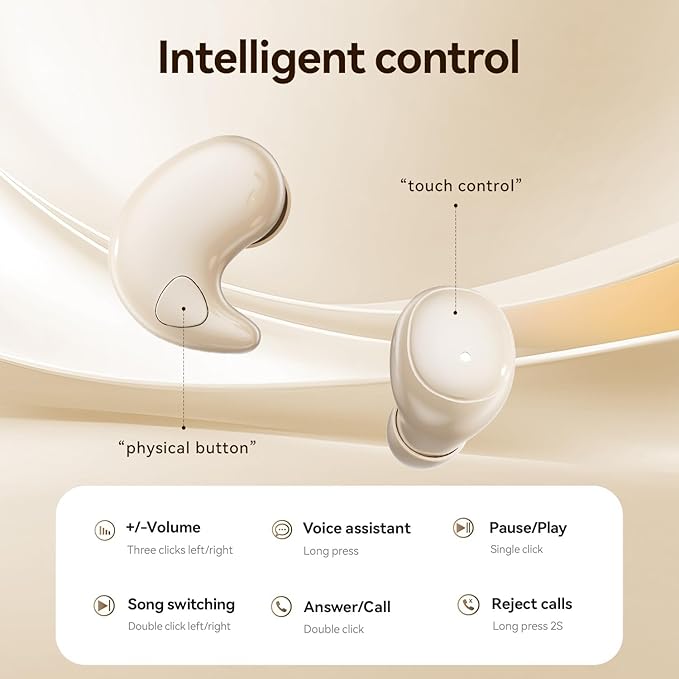 Flat Sleep Earbuds, Mini Invisible Discreet Wireless Earbuds for Side Sleepers, Tiny in-Ear Headphones for Sleeping with Small Ear Canals (Black)