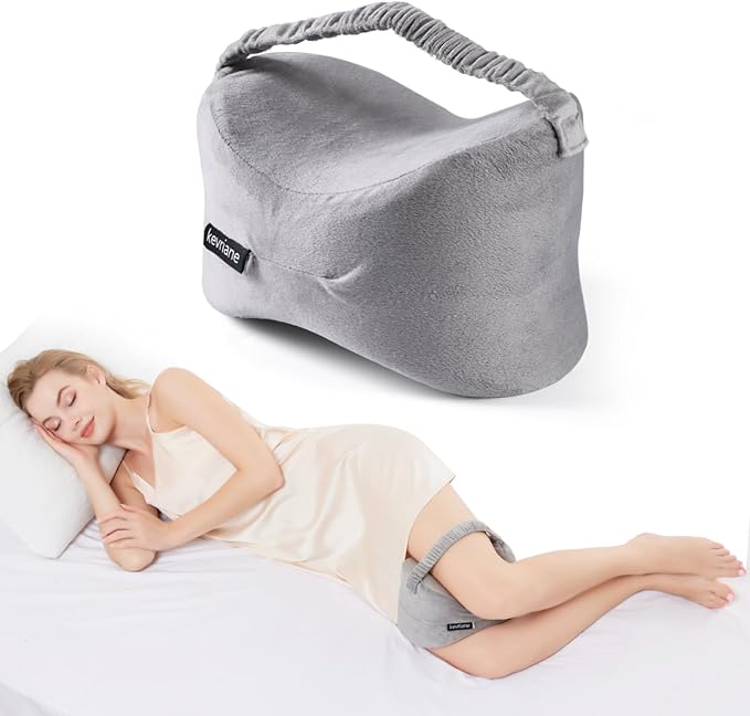 Knee Pillow for Side Sleepers Sciatica Pain Relief - Memory Foam Support Pillows Between Legs with Non-Slip Strap, Spine Alignment for Pregnancy, Hip, Knee, Back Pain