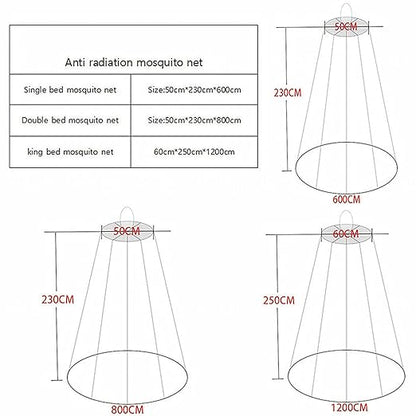 100% Silver Fiber Anti-Radiation Bed Canopy,EMF Shielding Bed Canopy for Microwave and Other Electromagnetic Waves,Silver-50 * 230 * 800cm