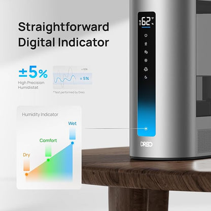DREO 6L Humidifiers for Bedroom, Smart Warm & Cool Mist for Large Room, 60Hr Quiet Runtime for Baby, Plant, Humidity Sensor, Indicator Light, 12H Timer, Google/Alexa, HM713S