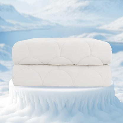 Cooling Comforter for Hot Sleepers - Lightweight Breathable Tencel Blend, Double Sided All-Season Comforter, Temperature Regulating & Machine Washable (Cream, Throw(70''L*60''W))