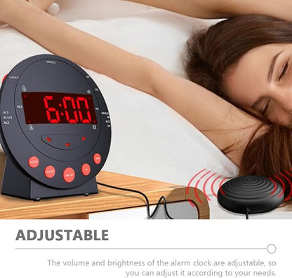 Homoyoyo Vibrating Alarm Clock for Heavy Sleepers and Deaf-Mute with Loud Bed Shaker Digital Dual Alarm Clock for Hearing Impaired 3pcs Set (no Batteries Included)