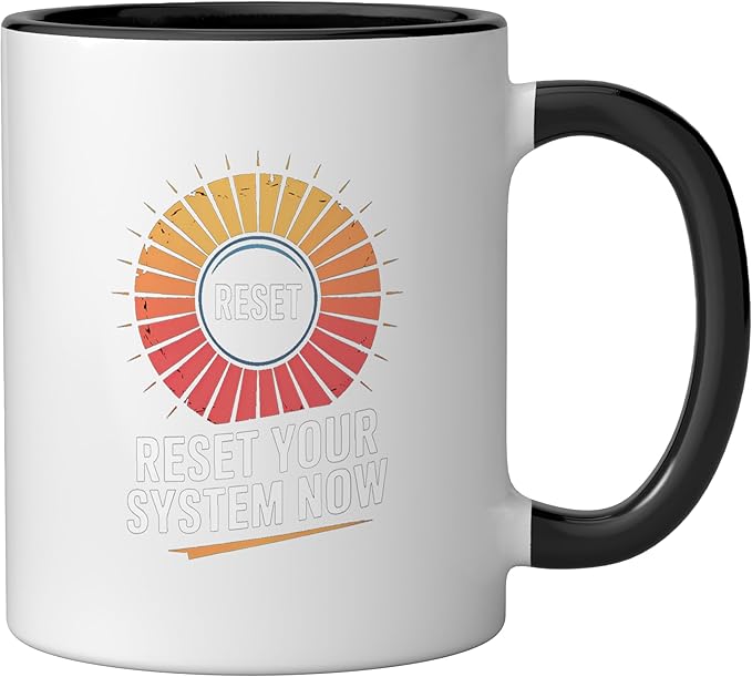 Relaxation Breathing Vagus Nerve Stimulation, Stress Relief Ceramic Mug, Black/White