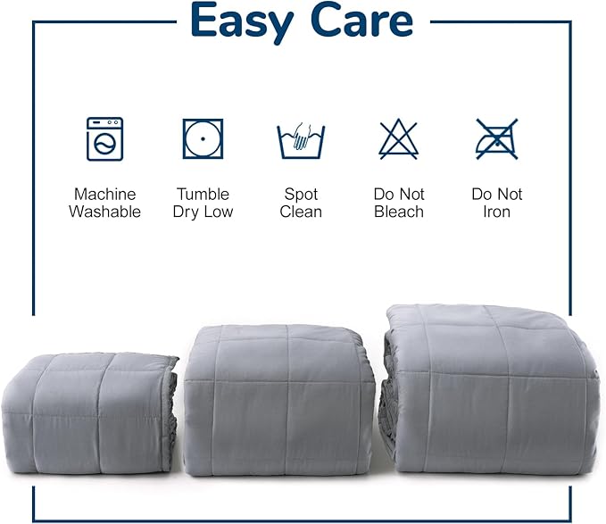 Lessymo Weighted Blanket for Adults - 15 lbs, 48"x72" Twin Size - Washable Heavy Blanket for Sleeping, Microfiber Big Blankets with Premium Glass Bead for All-Season Comfort, Soft Thick Blanket, Grey