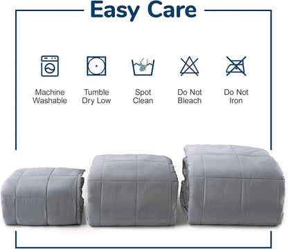 Lessymo Weighted Blanket for Adults - 15 lbs, 48"x72" Twin Size - Washable Heavy Blanket for Sleeping, Microfiber Big Blankets with Premium Glass Bead for All-Season Comfort, Soft Thick Blanket, Grey