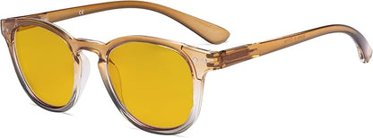 Eyekepper Ladies Blue Light Blocking Reading Glasses with Amber Tinted Filter Lens - Gradient Frame Computer Readers Women - Brown-Clear Frame +1.75
