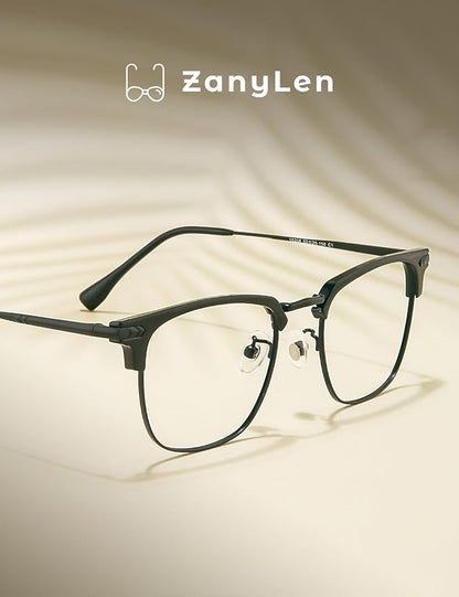 Blue Light Blocking Glasses for Men Metal Browline Computer Gaming Glasses Filter Blue Ray (Black Frame)