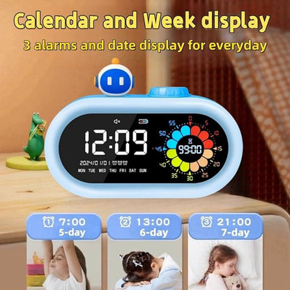 Digital Alarm Clock for Kids: Battery Operated Cordless 2000mah Rechargeable with Timer Countdown for Bedroom Desk Study Classroom (Blue)