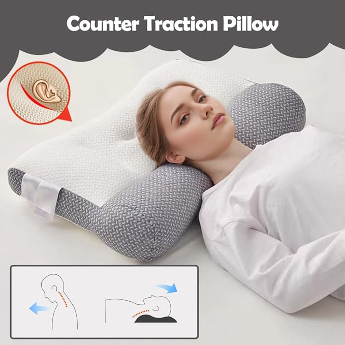 Orthopedic Deep Sleep Pillow - New Sleep Apnea & Ergonomic Pillow for Neck, Shoulder & Side, Back, Stomach Sleepers (Light White-A)