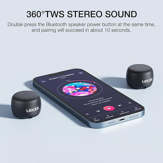 Mini Bluetooth Speaker, Small Tiny Portable Bluetooth 5.0 Speakers Perfect for Outdoor Indoor(Black)