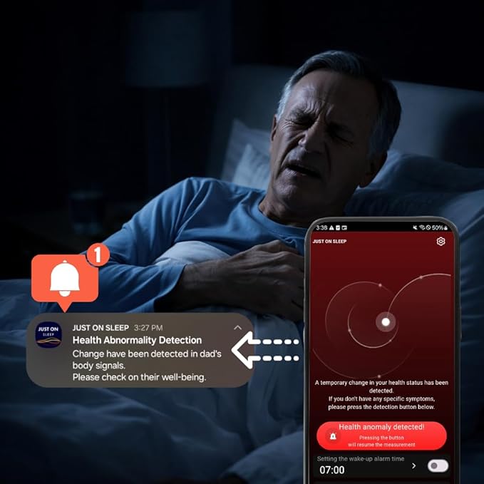 Smart Sleep Tracker – Non-Wearable Sleep Monitor with Advanced Sleep Analysis, Breathing Monitoring, Emergency Alerts, AI Sound Therapy & App Control