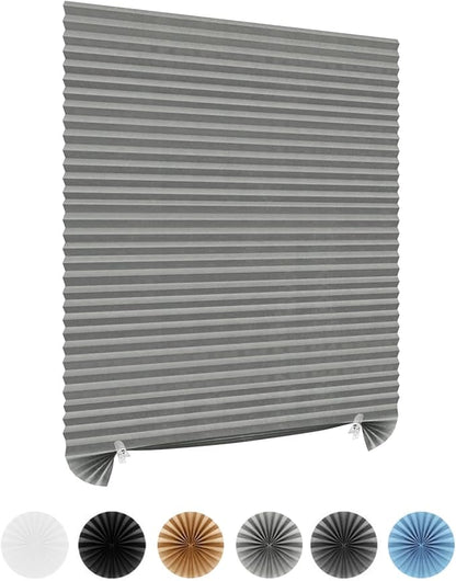 Window Blinds Cordless Blackout No Drill Cut to Size Clip On Stick On Self Adhesive Temporary Blinds Pleated Paper Blinds for Windows Doors Shades for Home Nursery Bedroom Kitchen Bathroom