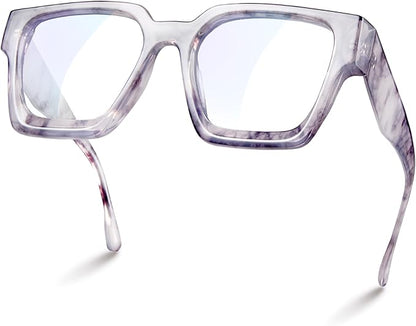 livho Oversized Eyewear Frame for Woman and Men - Rectangle Fashion Glasses for Computer, Chic Preppy Frame
