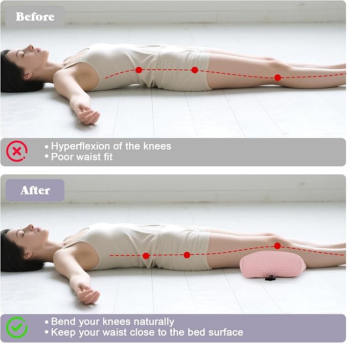 Knee Pillow for Side Sleepers, Leg Support Pillow for Hip Pain Smooth Spine Alignment for Better Sleep, Ideal Pillows for Side Sleeping Knee and Back Pain Relief, Pink