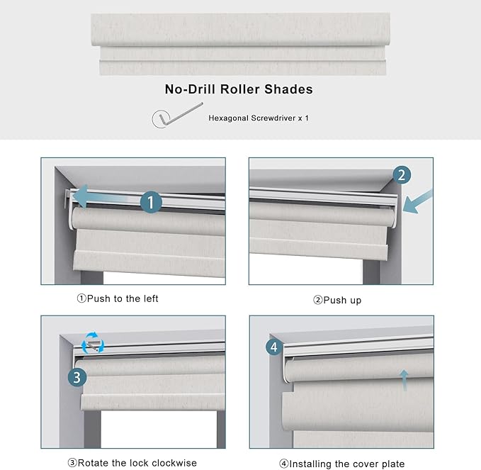 Bringnox No Drill Motorized Blinds with Remote,Blackout Windows,with Apple Homekit,Alexa,Google, with App,Voice Control Custom Size